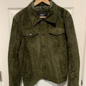 (SOLD) Infinity Goat Suede Trucker Jacket in Green